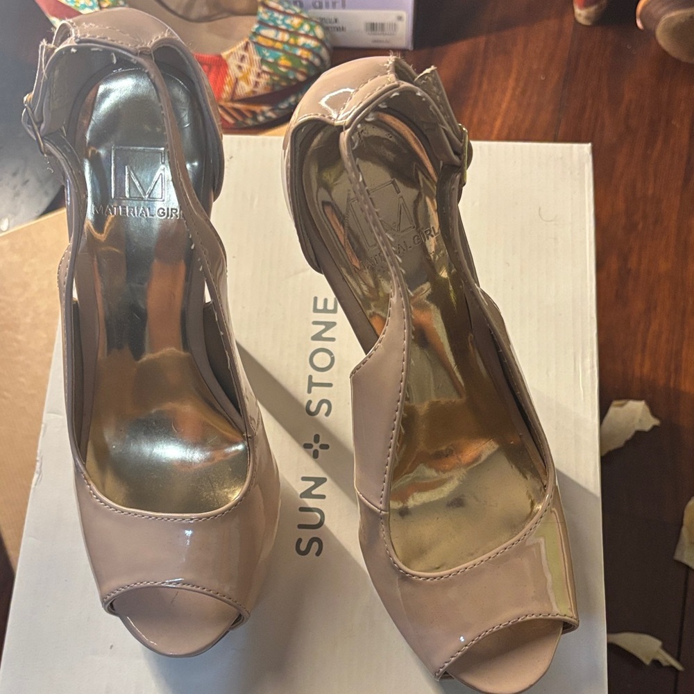 Material Girl Women's Patent Peep Toe Heels - Nude